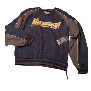 Colosseum Michigan Wolverines Go Blue Mens Small Navy V-Neck Windshirt Pullover